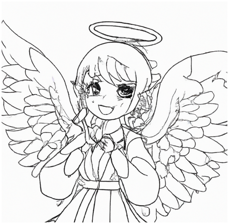desenho de anime de anjo para imprimir