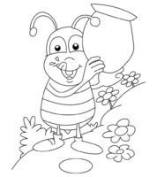 Desenho de abelha com mel