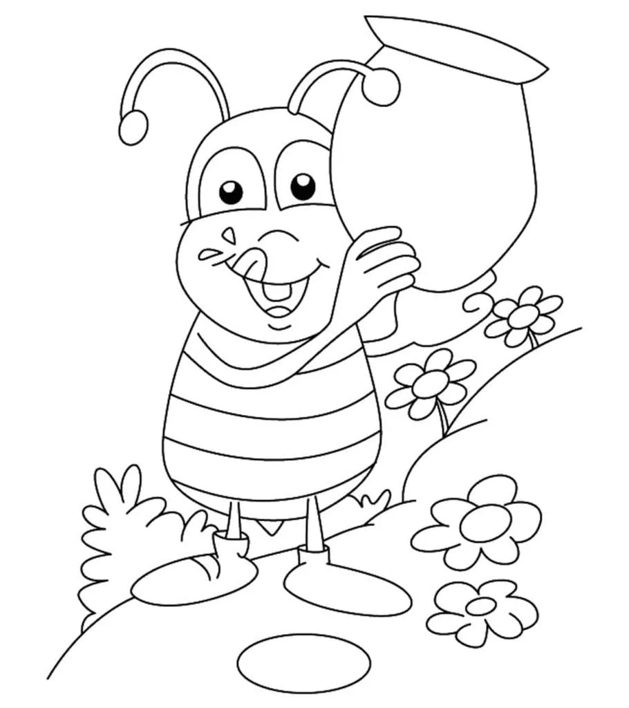 desenho de abelha com mel
