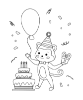 Desenho de aniversário para colorir com balão