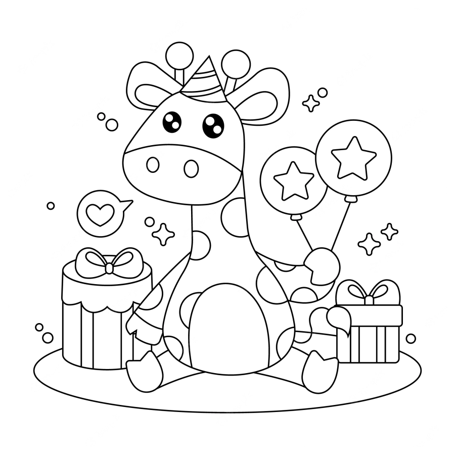 desenho de aniversário para colorir com girafa