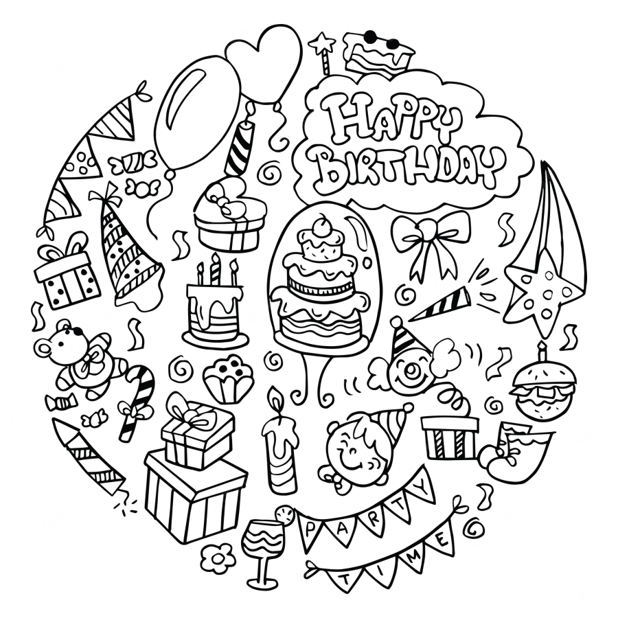 desenho de feliz aniversário para colorir happy birthday