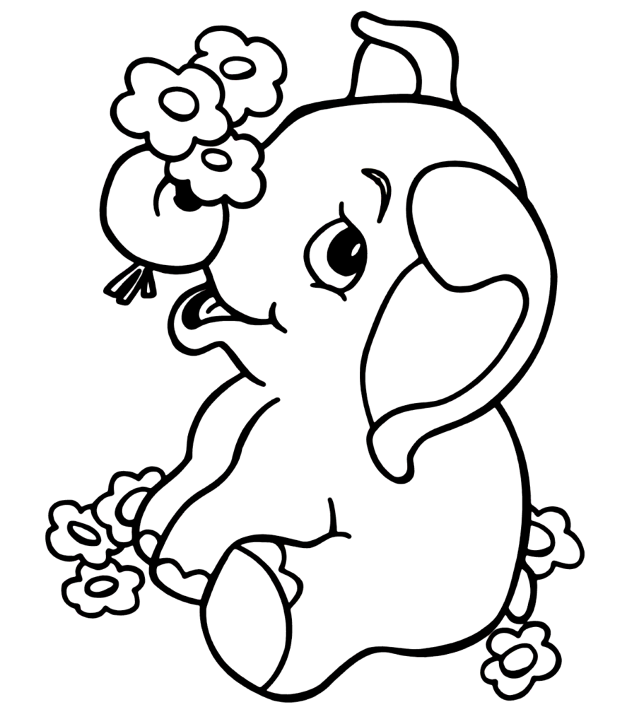 linda elefantinha florida para pintar